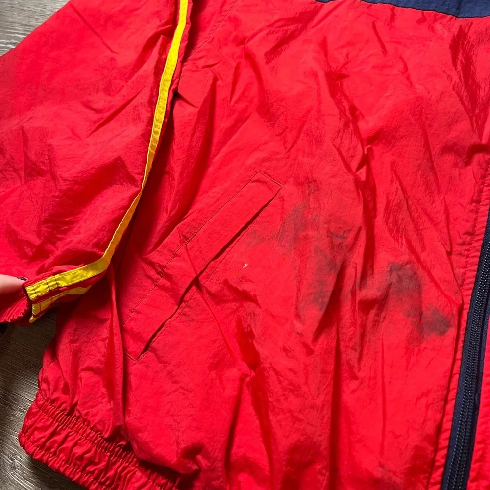 Adidas Windbreaker Mens XL Red Navy Blue Vintage Colorblock Full Zip Jacket